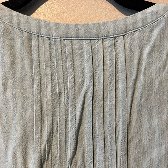 J. Jill 2-Tone Sage Green Subtle Stripe Print Rayon Top with Pintucking - Picture 10 of 13